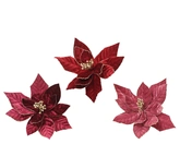 Poinsettia polyester fluweel d30h15cm a3