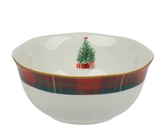 Porseleinen Kerstkom Rond met Golfrand 14 cm  