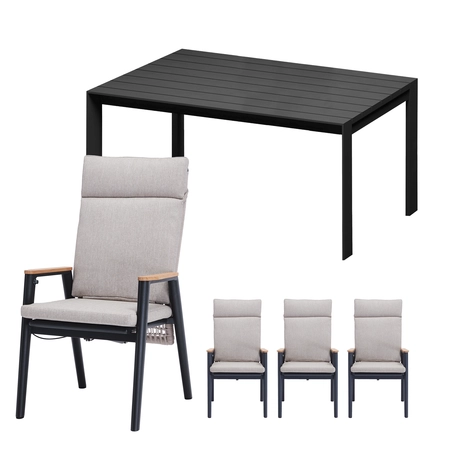 Portland dining set laag voor 4 personen (alu) - afbeelding 1