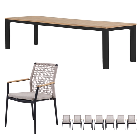 Portland dining set laag  voor 8 personen (teak) - afbeelding 1