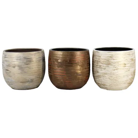 Pot Funchal d34 h32cm gold/brown/white (1 stuk, diverse kleuren)