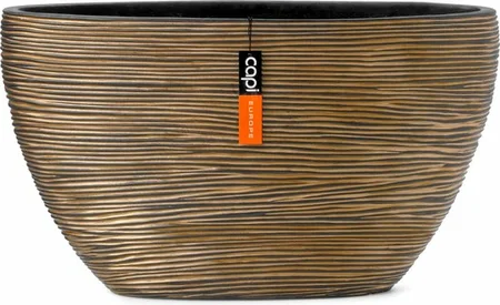 Capi Pot ovaal Rib 59x14x34 goud zwart