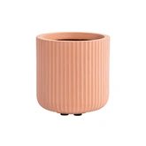 Pot Ribbel Cilinder Fibre Clay D 24 X H 24 Cm Zalm