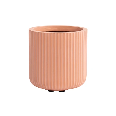 Pot Ribbel Cilinder Fibre Clay D 30 X H 30 Cm Zalm
