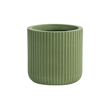 Pot Ribbel Cilinder Fibre Clay D 45 X H 45 Cm Groen