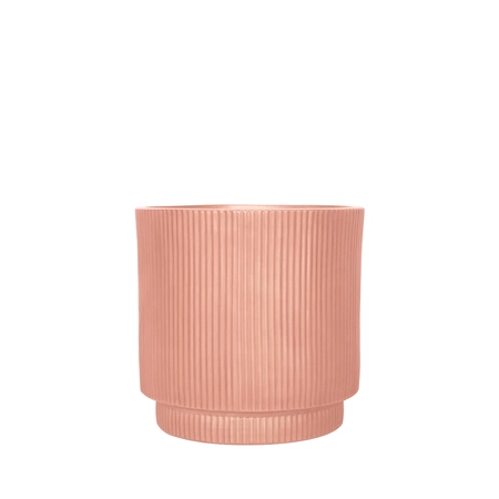Pot Ribbel Verhoogd Fibre Clay D 24 X H 24 Cm Zalm