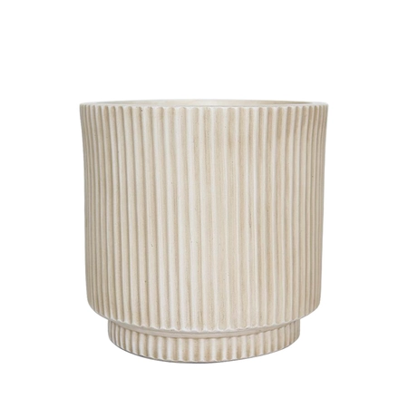 Pot Ribbel Verhoogd Fibre Clay D 37 X H 37 Cm Beige