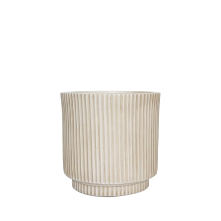 Pot strips raised fibre clay D 24 x H 24 cm beige