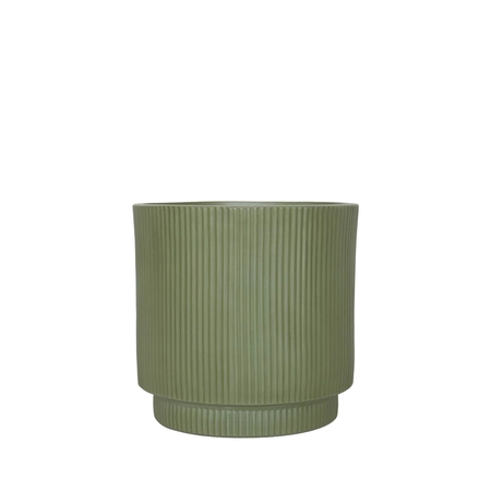 Pot strips raised fibre clay D 24 x H 24 cm groen