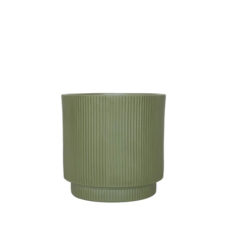 Pot strips raised fibre clay D 24 x H 24 cm groen