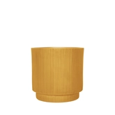 Pot strips raised fibre clay D 24 x H 24 cm oker