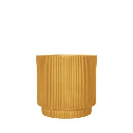 Pot strips raised fibre clay D 24 x H 24 cm oker