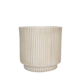 Pot strips raised fibre clay D 30 x H 30 cm beige