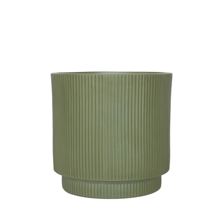 Pot strips raised fibre clay D 30 x H 30 cm groen