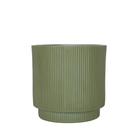 Pot strips raised fibre clay D 30 x H 30 cm groen
