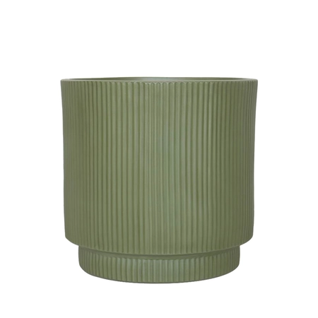 Pot strips raised fibre clay D 37 x H 37 cm groen