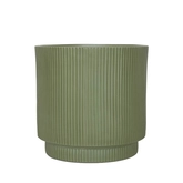 Pot strips raised fibre clay D 37 x H 37 cm groen