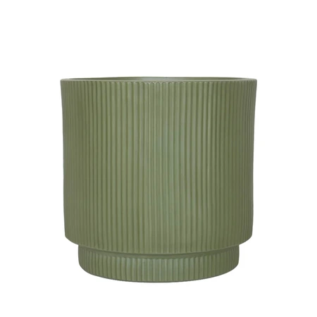 Pot strips raised fibre clay D 37 x H 37 cm groen