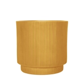 Pot strips raised fibre clay D 37 x H 37 cm oker