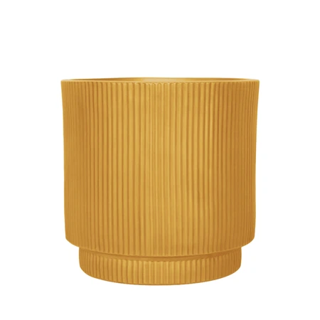 Pot strips raised fibre clay D 37 x H 37 cm oker