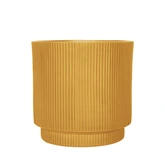 Pot strips raised fibre clay D 37 x H 37 cm oker