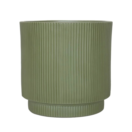Pot strips raised fibre clay D 45 x H 45 cm groen