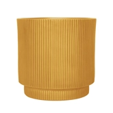 Pot strips raised fibre clay D 45 x H 45 cm oker