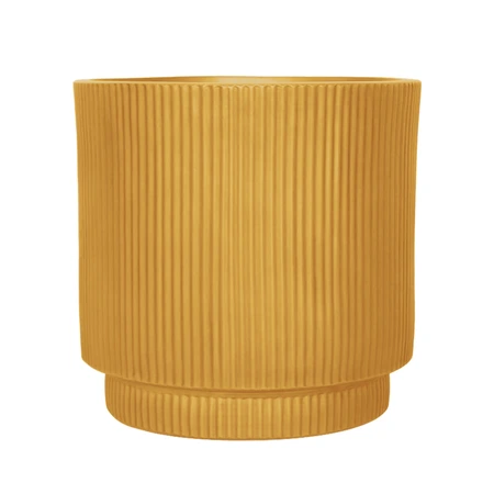 Pot strips raised fibre clay D 45 x H 45 cm oker