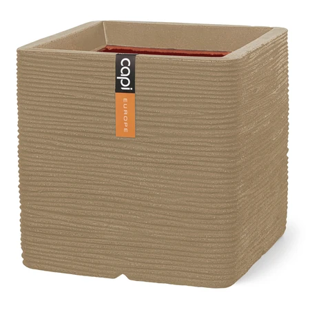 Pot vierkant Rib NL 30x30x30 beige