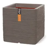 Pot vierkant Rib NL 40 x 40 x 40 warm taupe