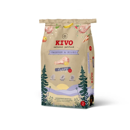 Kivo Hondenvoer Droog Kalkoen & Rijst Puppy Glutenvrij 4 kg