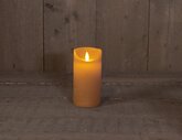 Rustieke LED-kaars met bewegende vlam 7,5 x 15 cm Okergeel met timer