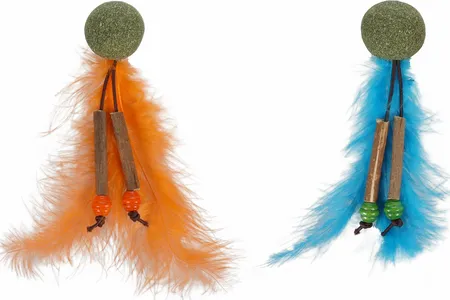 PS BOLEO+CATNIP+PLUIMEN ORANJE/ BLAUW 14CM ASSORTIMENT - afbeelding 1