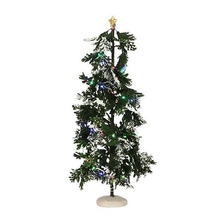 Snowy Conifer with lights battery operated - h40xd14cm