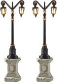 Classic lantern on foot 2 pieces battery operated - h14,5cm