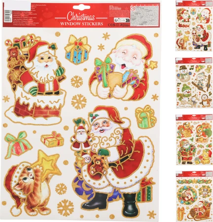 Raamstickers Kerst 42X30cm (1 stuk, div. soorten)