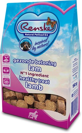 Renske gezonde beloning hartjes hond lam 150gr