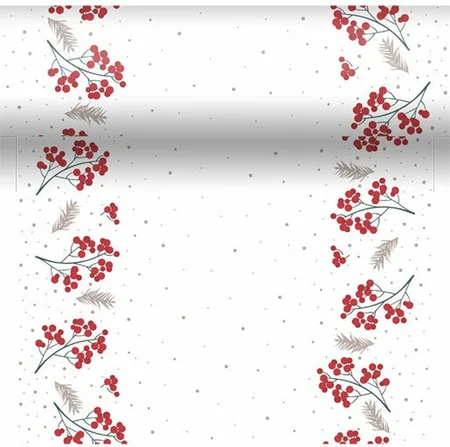 Duni 3-in-1 tafelaankleding Berrie Merrie wit 40 x 480 cm