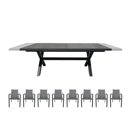 Royal Seasons ALORA uitschuifbare Dining set met 8 stoelen - afbeelding 1