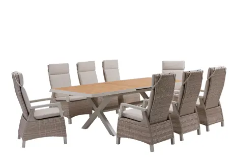 Royal Seasons Athene uitschuifbare dining set voor 8 personen - afbeelding 1