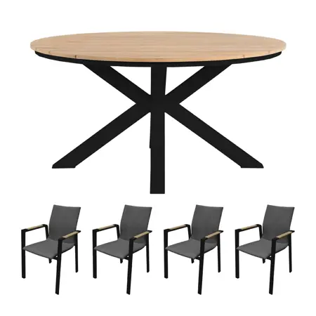 Royal Seasons Atlanta ronde dining set voor 4 personen - afbeelding 1
