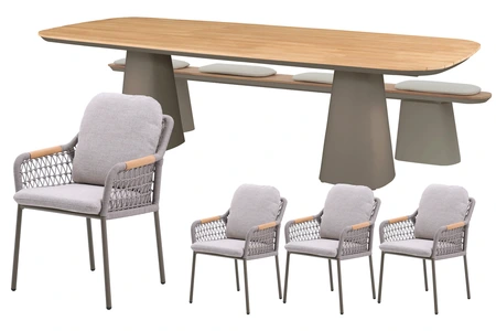 Royal seasons® Bari stoel-bank dining set voor 8 personen - afbeelding 1
