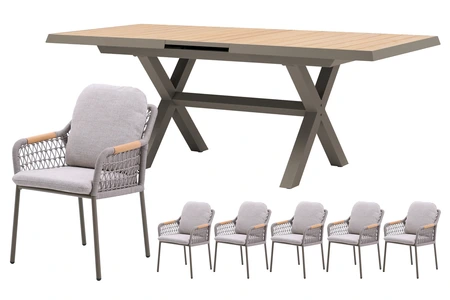 Royal seasons® Bari uitschuifbare dining set voor 6 personen - afbeelding 1