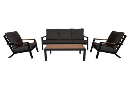 Royal seasons® Detroit loungeset met 3-zitsbank met teakhouten tafelblad - afbeelding 1