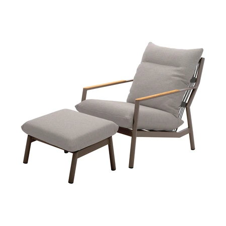 Royal Seasons® Las Palmas lounger XL met hocker espresso