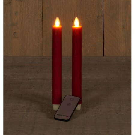 Anna’s Collection 2st. LED Rustiek wax Diner kaars Bordeaux H23 cm