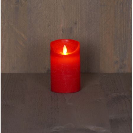 Anna’s Collection LED Rustiek wax stompkaars Rood - Ø 7,5 x H 12,5 cm
