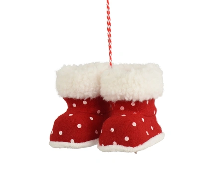 Schoen polyester L10b8h8cm kerstrood 2st