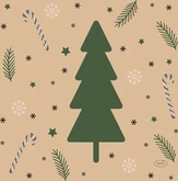 Duni servet Natural Yuletide crème / groen 33 x 33 cm 20 stuks