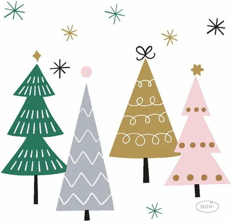 Duni servet Noel Trees wit 24 x 24 cm 20 stuks
